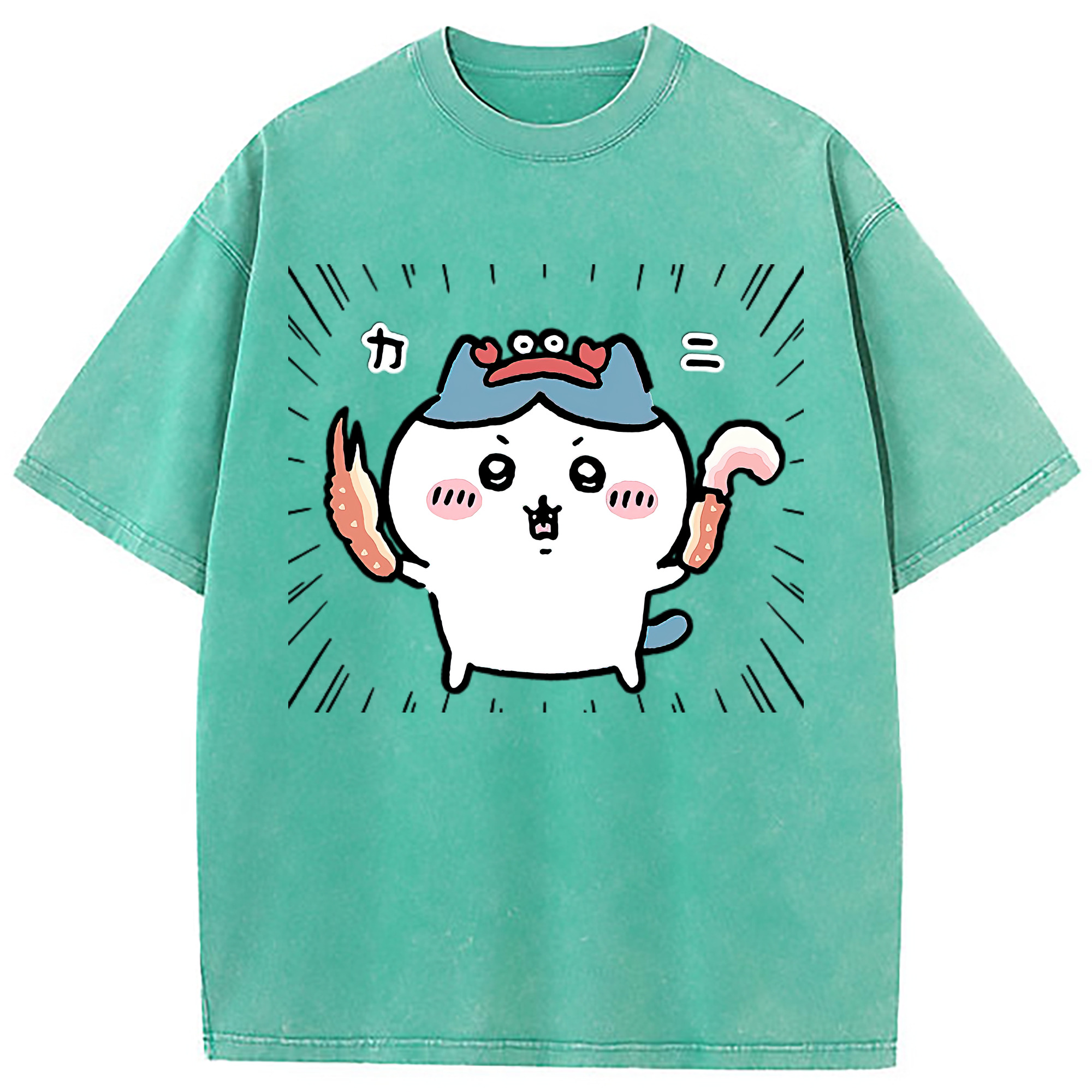 （画像用） ちいかわ ハチワレ Chii-kawa hachiware 綿100% ヴィンテージ風 半袖Tシャツ（フロントプリント）